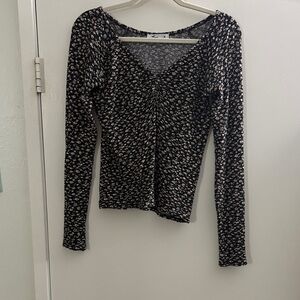 Hollister Black Floral Long Sleeve Tee